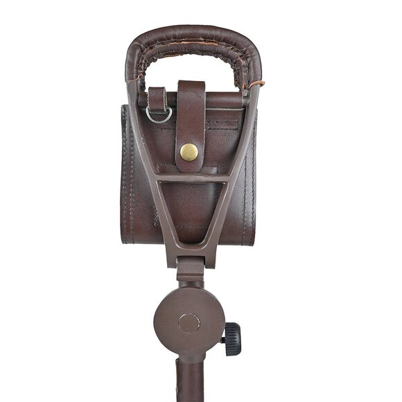 Adjustable Leather Walking Coffee Brown Stick Folding Seat Outdoor adventure - Picture 11 of 15